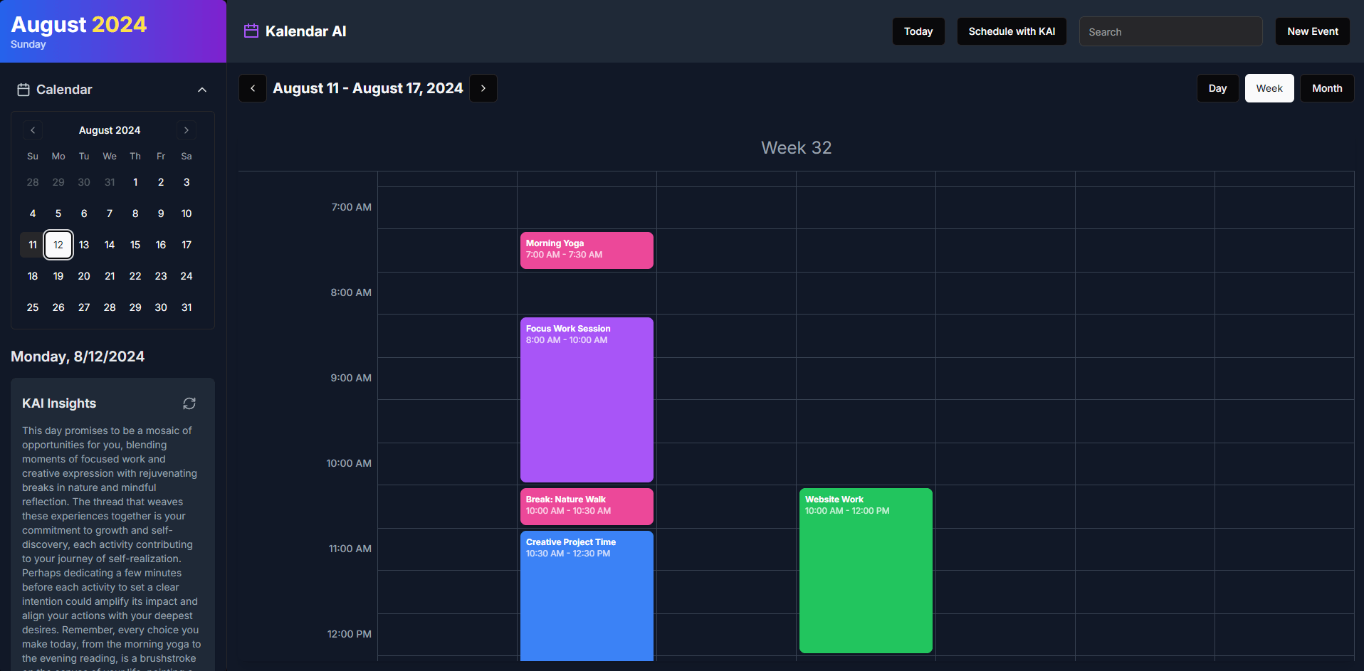 Kalendar AI Interface